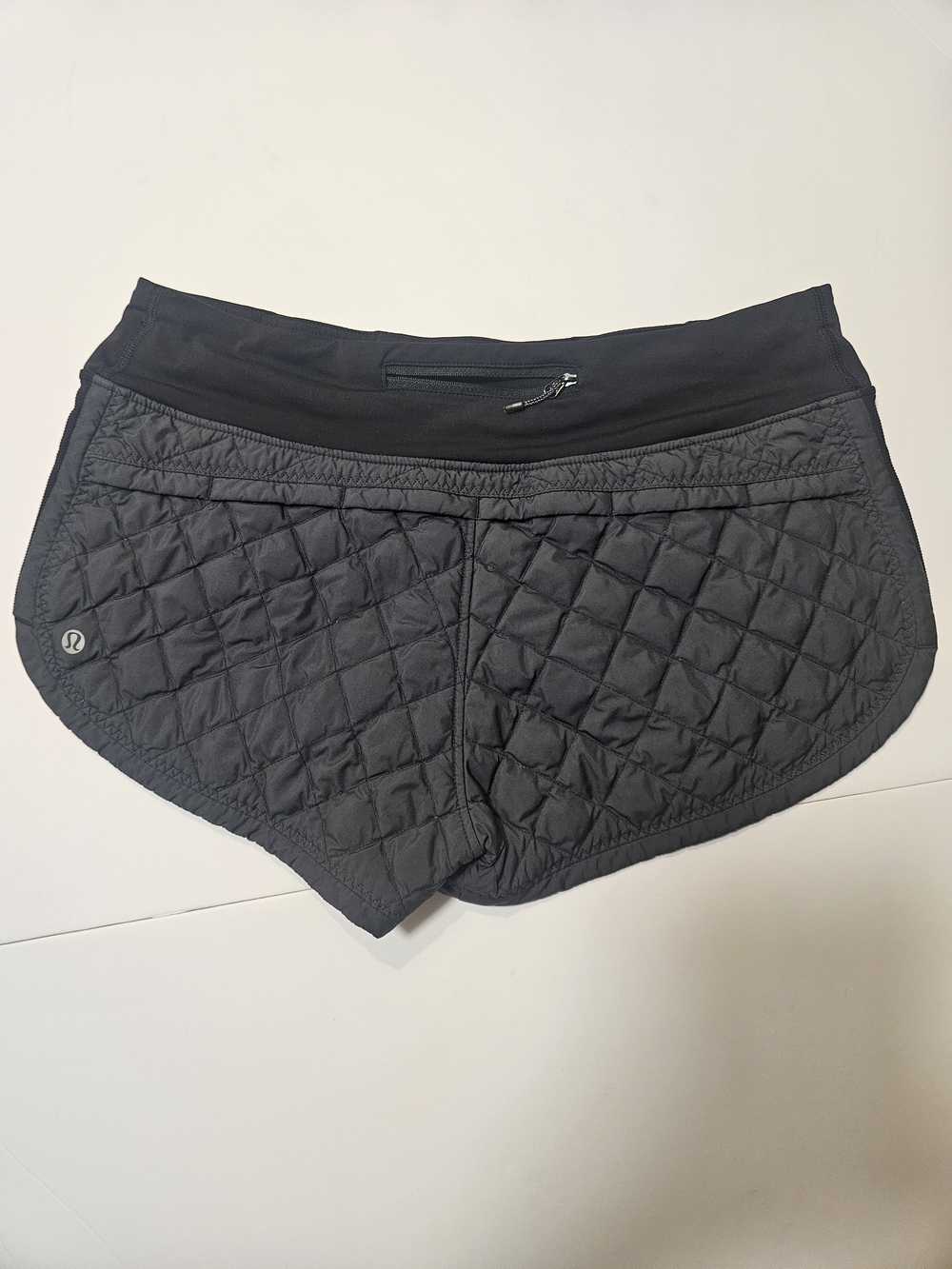 Lululemon Rare Quilted Goose Down Winter Running Shorts Black Gray Size 8 - Picture 16 of 16